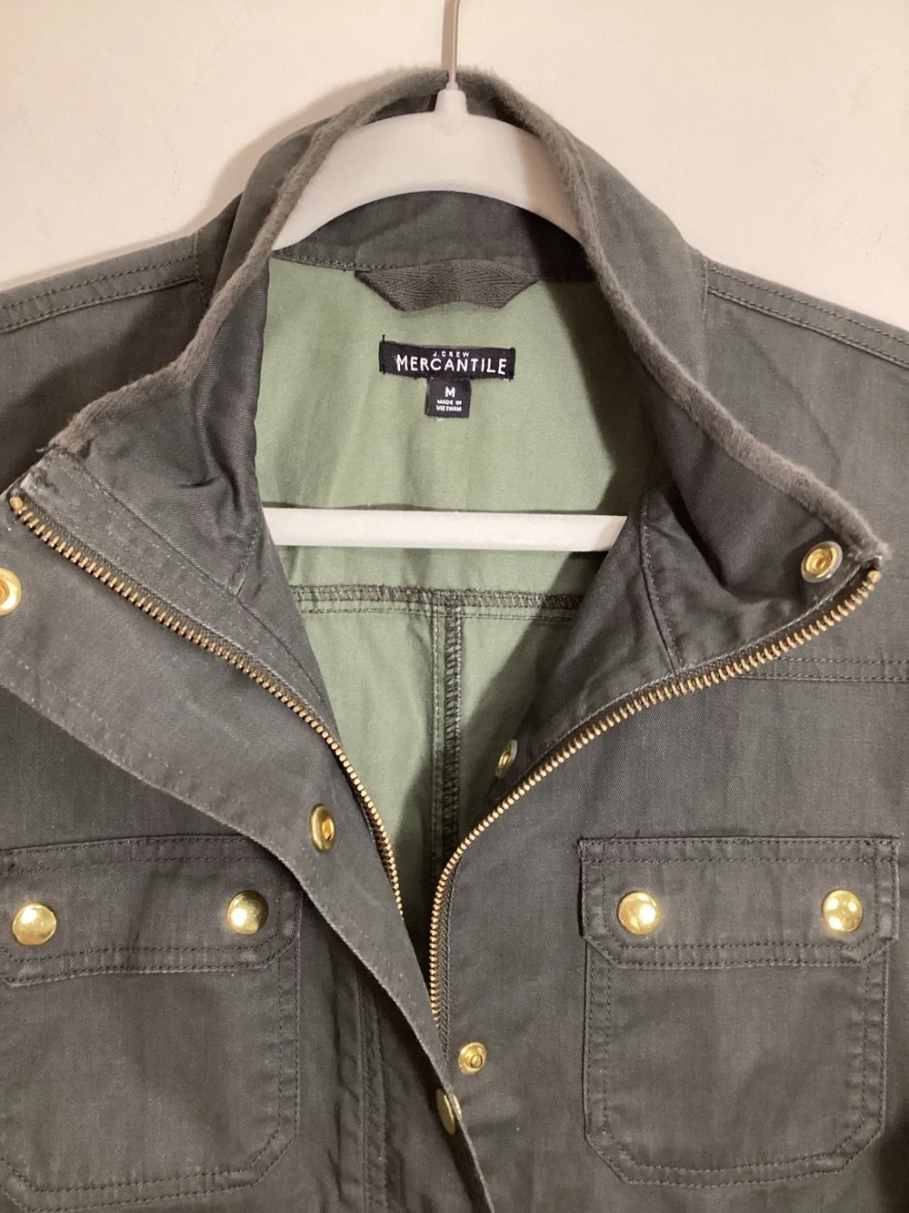 J. Crew Utility Field Jacket M Cotton Canvas Green oversized NWOT